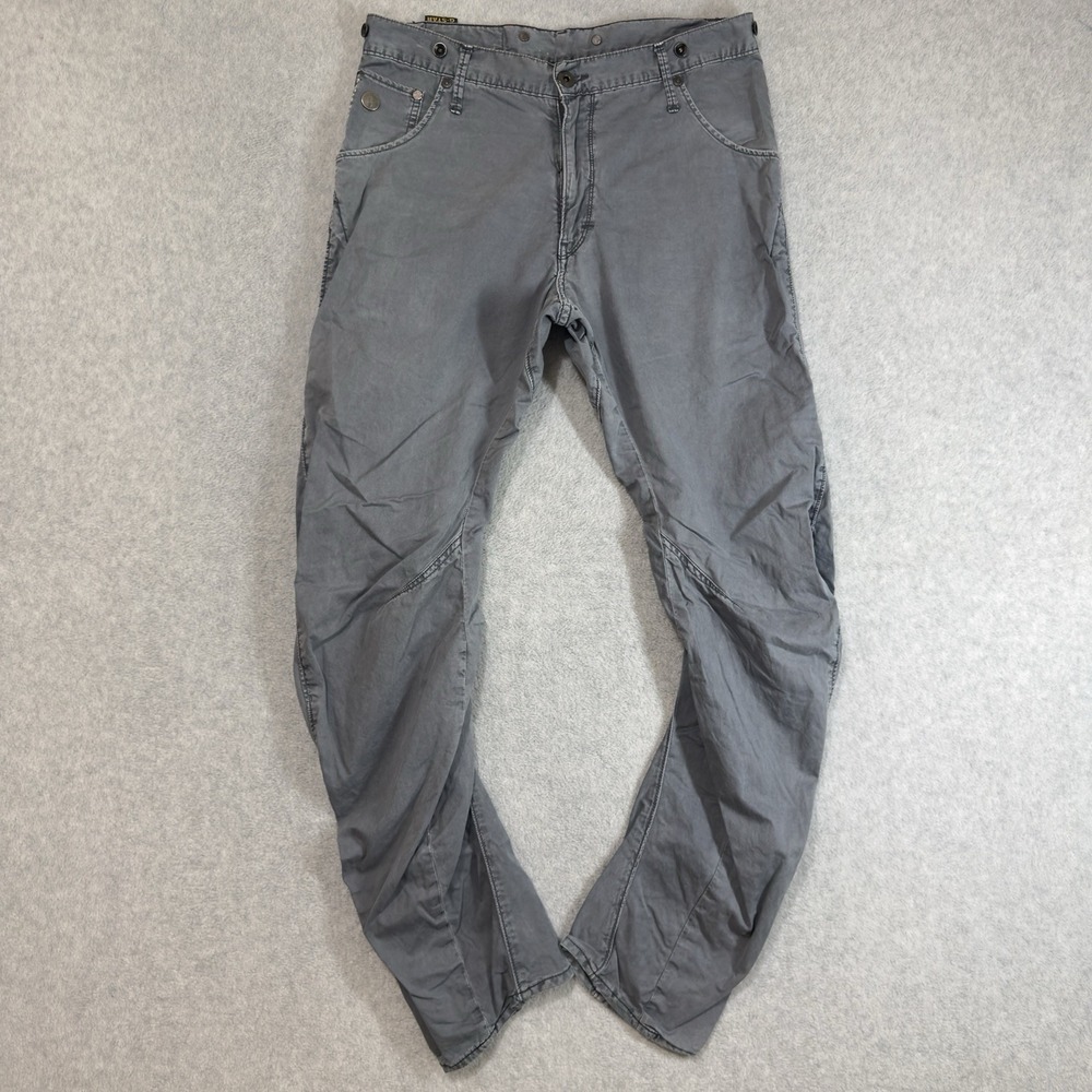 G-Star Raw Jeans Mens 31x32 Gray Arc 3D Loose Tapered Braces Faded Chino Style